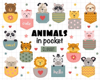 Animals in pocket Clipart, Pocket animal farm svg, Cute pets Svg, Baby animals svg, Pets Svg, Animals Clipart, T-shirt design, Pocket dog