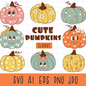 Groovy retro, pumpkin clipart,  Autumn png, Vintage pumpkin png, Groovy Autumn Clipart,  Retro Autumn Clipart, Cute Pumpkin Clipart