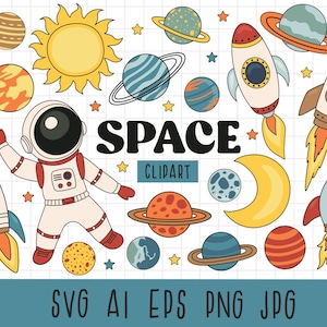 Clipart de berçário de astronauta, nave espacial de astronauta, clipart de foguete, estrelas e lua PNG, astronauta svg, espaço SVG, astronauta svg, planeta, fofo