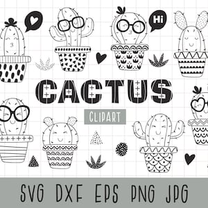 Niedlicher Kaktus svg Kaktus Clipart Schwarzweiß Kawaii Kaktus svg Glücklicher Kaktus Clipart Sukkulenten Clipart Kaktus mit Gesicht Kaktus im Topf