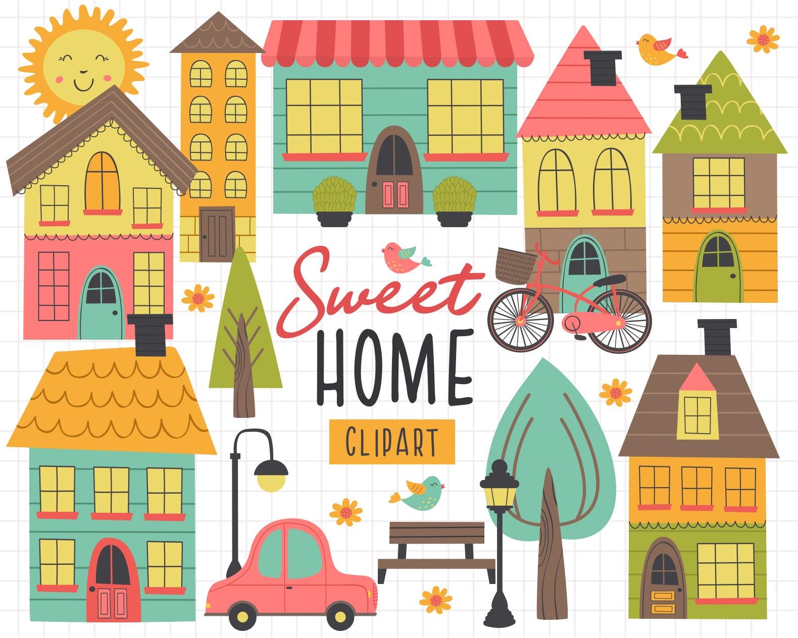 City Houses Svg, Houses Clipart PNG, Cute Houses, Tiny House Clipart ...