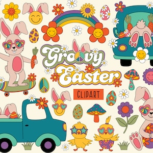 Retro Hippie Easter Groovy Groovy Bunny Clipart Hippie Chick Svg Retro Hippie Easter Groovy Groovy Bunny Clipart Hippie Chick Svg