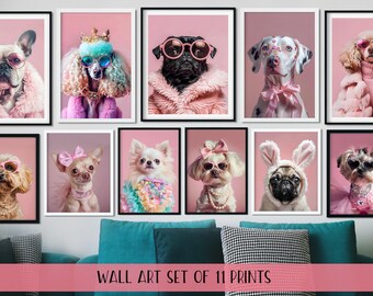 Playful Dog Wall Art Prints, Dog Puppy Posters, Dog Print, Cute Puppy Wall Art, Cool Puppy Portrait Digital Download, Animal Wall Decor