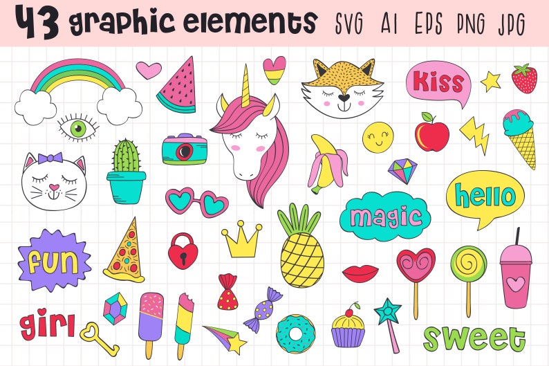 Craft Planner Girl Clipart Crafting Clipart Rainbow Clipart - Etsy