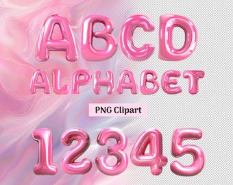 Pink 3D PNG Letters, Y2K Letters, Bubble Letters, 3D Balloon Letter Clipart, Balloon Pink Alphabet Png, Inflated Letters, Numbers,Playful
