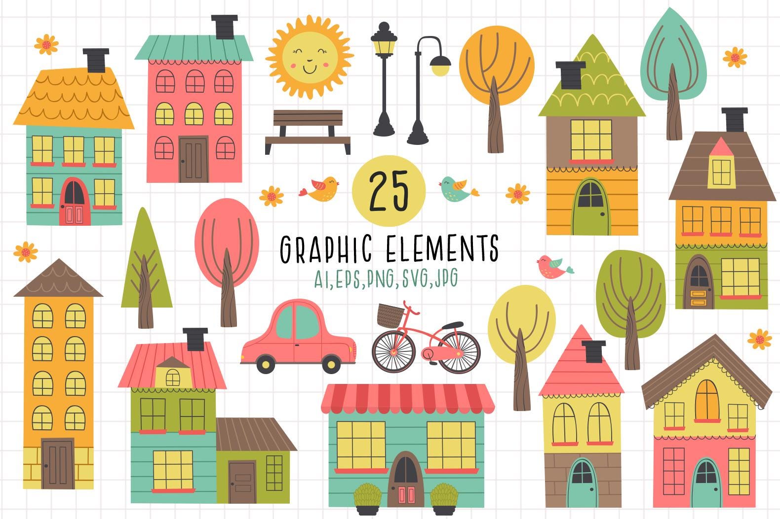 City Houses Svg, Houses Clipart PNG, Cute Houses, Tiny House Clipart ...