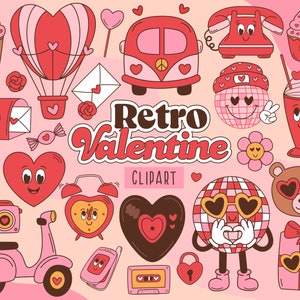 Retro Groovy Valentine, Valentinstag, Valentinstag png, Groovy Valentine SVG, Liebe PNG, Herz SVG, Hippie Liebe svg, Cuteclipart