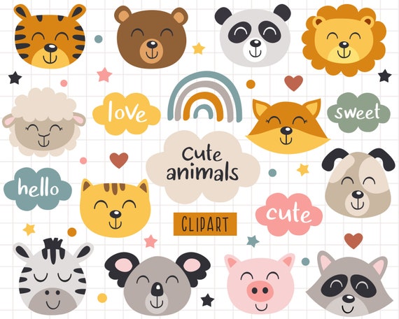 Animal head clipart Bear svg Baby animals clipart Cat svg Face svg Animal faces clipart Lion svg Koala svg Lion head Pig svg Commercial use