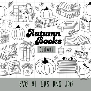 Herbst literarischen Clipart, Retro Herbst Lese png, Gemütliche Leser png, Niedliche Herbst Clipart, Buchliebhaber Clipart, Schwarz Weiß