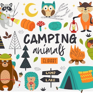 Clipart da campeggio, clipart estive, Happy Camper Svg, Pacchetto Summer Svg, Camping Life in formato SVG, Travel Clipart Camp Svg Animal SVG per uso commerciale