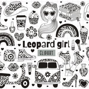 Clipart ragazza leopardo, Clipart moda leopardo, Clipart leopardo, Stampa leopardo, Fiocco civettuolo PNG, Labbra leopardate Svg, Clipart glamour, Carino