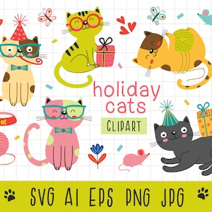 Katze svg Niedliche Katze Clipart Katzen svg Geburtstags svg Kitty Katze svg Katze png Geschenke svg Feiertags svg Tier Clipart Kätzchen svg Kommerzielle Nutzung