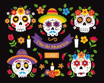 Suikerschedel SVG, suikerschedel clipart, suikerschedel PNG, Dia De Los Muertos clipart, dag van de dode digitale bestanden, Mexicaans, bloemen clipart