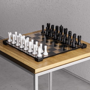 Modern Chess Set, Premium Glass Chess Board, Luxury Chess Pieces, Weighted Chess Pieces, Custom Chess Set, Nice Chess Set for Beginners