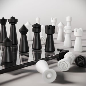 Glass Chess Set, Modern Chess Set, Unique Chess Set, Glass Chessboard, Extra Weighted Chess Set, Gift for Architect, Gift for Engineer,
