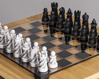 手作り吹きガラスのムラーノガラスチェスセット：青いガラスの