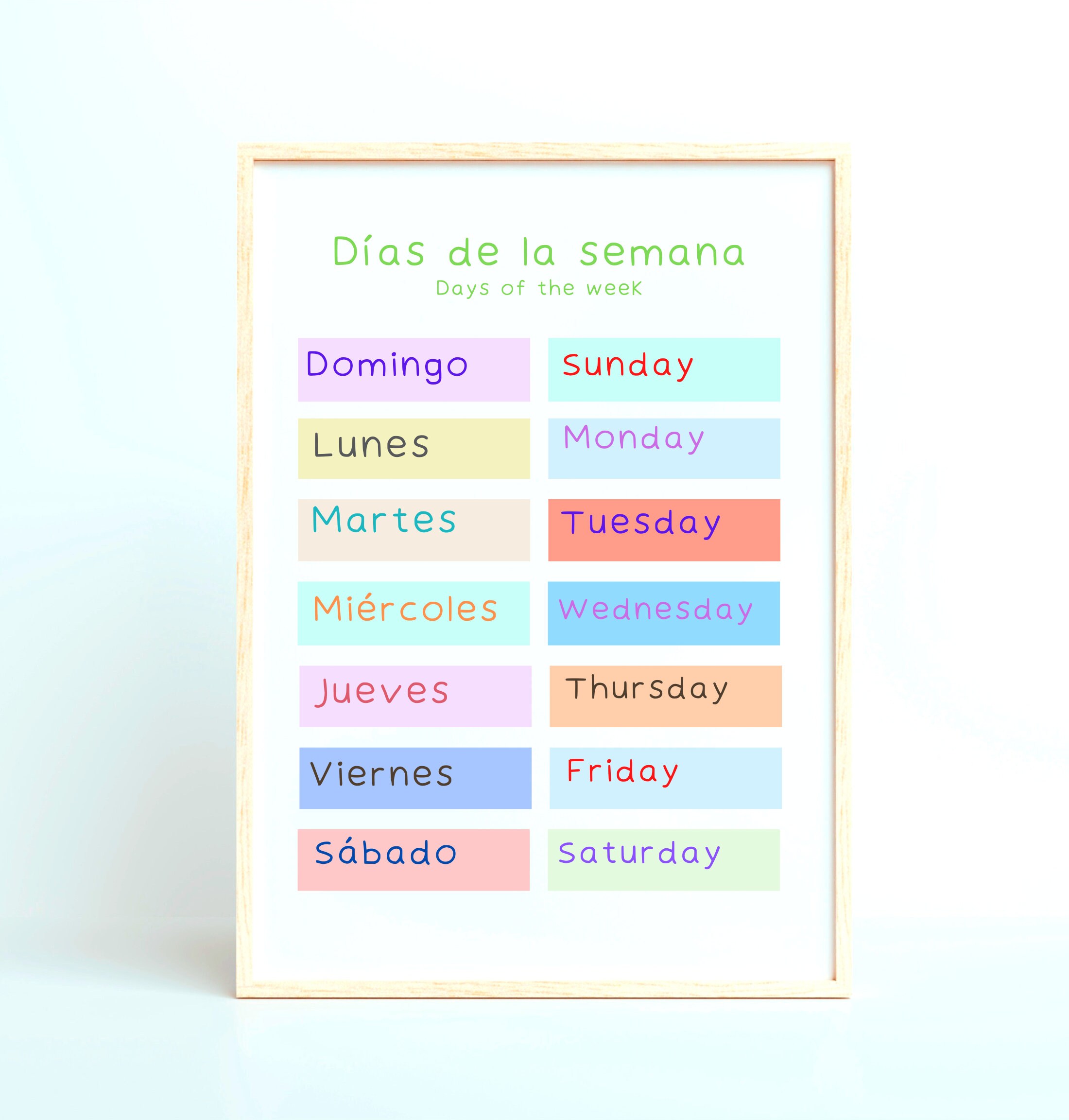 Days of the Week - Spanish Language Poster