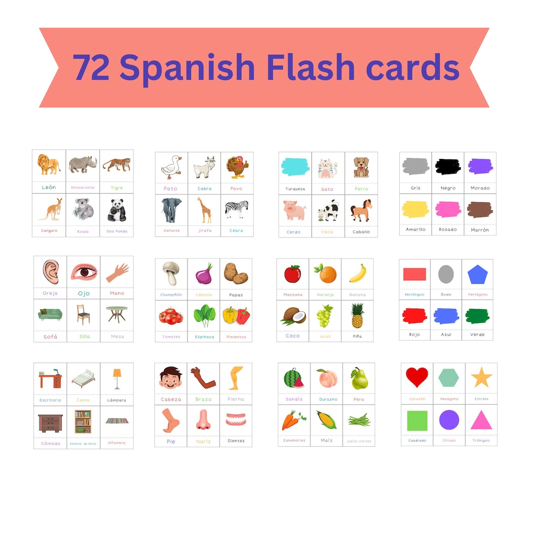 Flash Cards Spanish Bundle Spanish Prek Flash Cards Bilingual