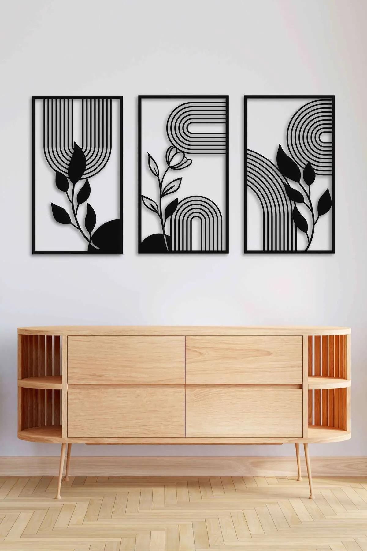 Modern Metal Wall Art Minimalist Black Wall Decor Geometric Metal