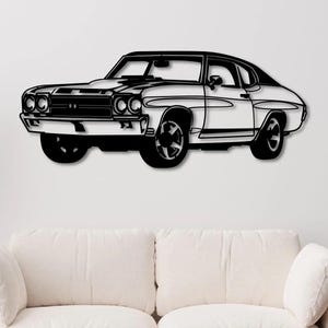 Classic Mustang Car Metal Wall Art-Vintage Car Decor for Living Room, Retro Car Wall Sculpture,Car Garage Decoration,Mustang Metal Mural