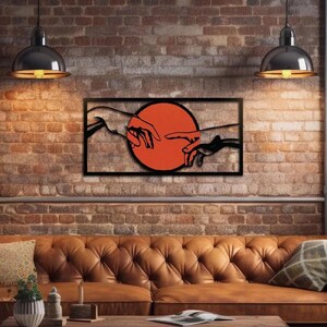 Love Metal Wall Art - Modern Love Decor - Industrial Black Metal Frame - Abstract Line Art - Large Wall Hanging - Rustic Home Wall Decor