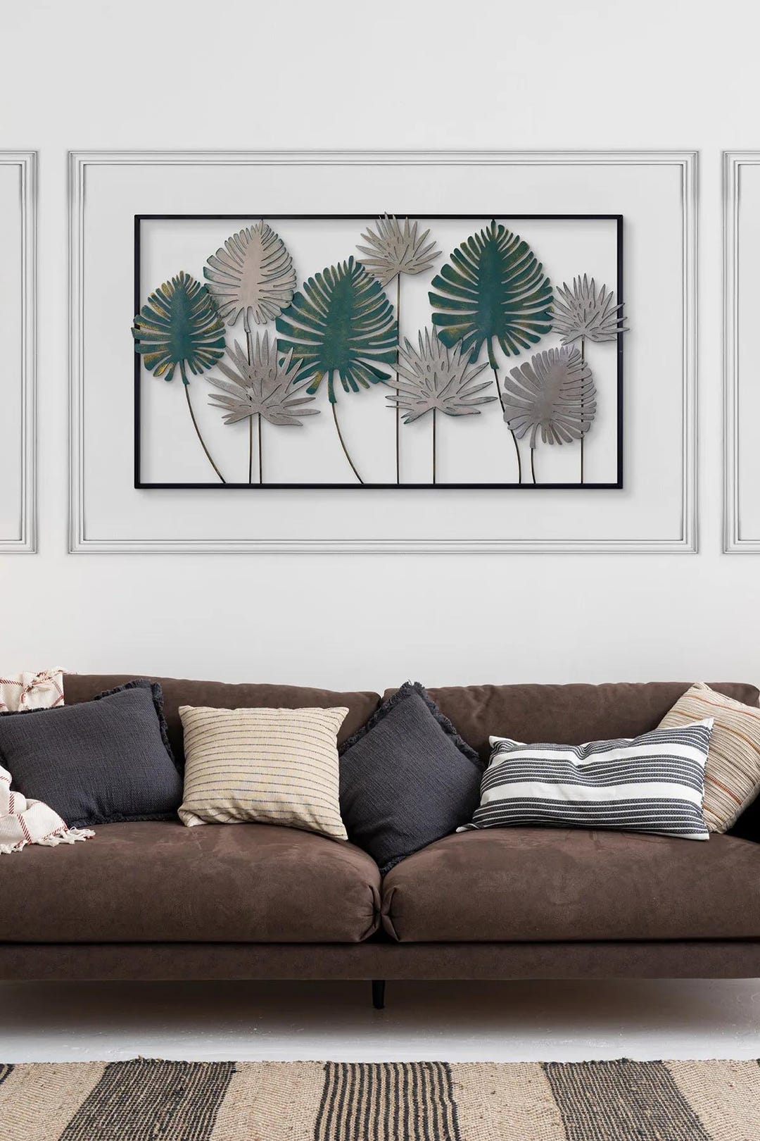 Metal Wall Art | Large Palm Leaf Metal Wall Decor | Modern Metal Framed ...