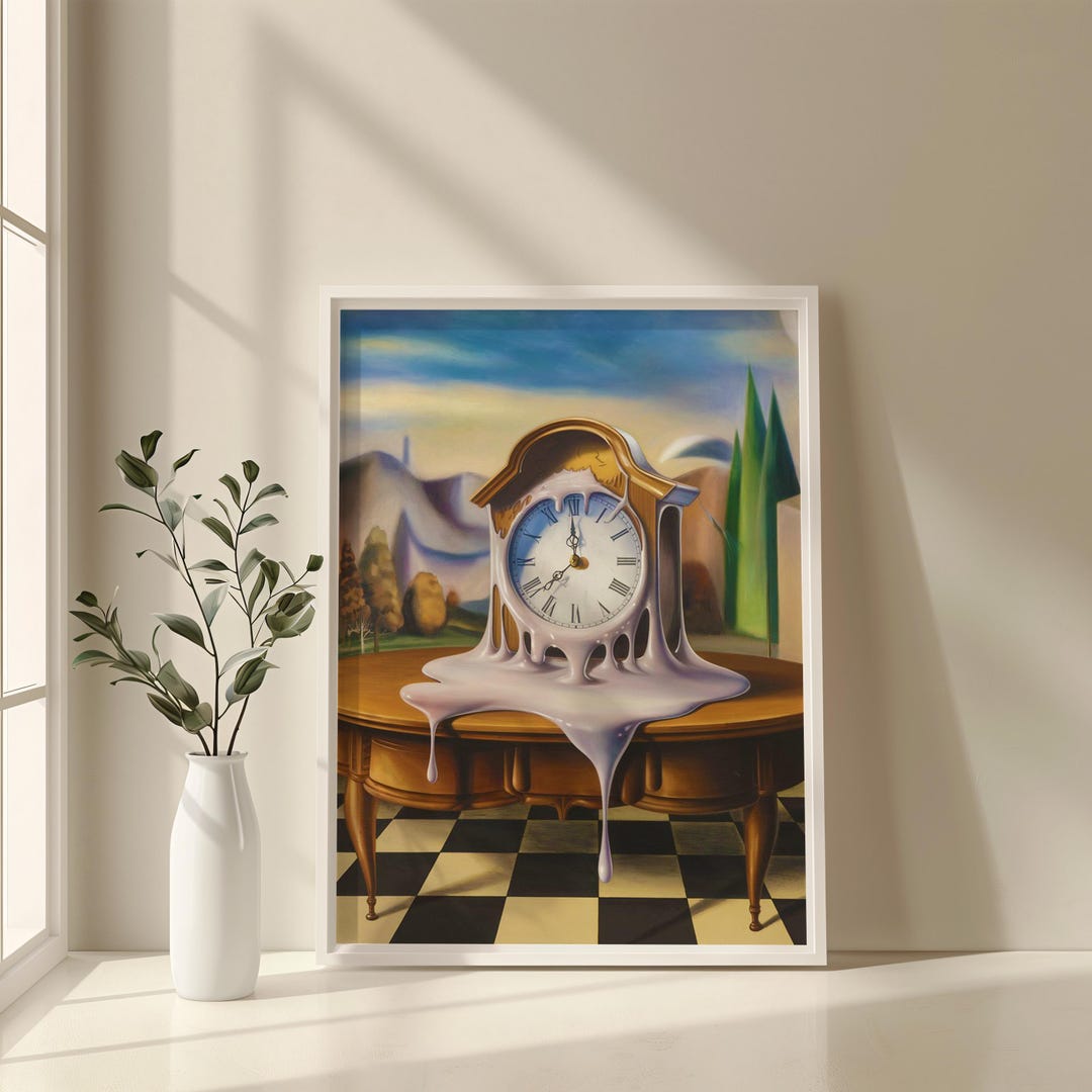 Salvador Dali style Surreal Melting Clock Painting Modern Decoration salvador-dali-style-surreal-melting-clock-painting-modern-decoration