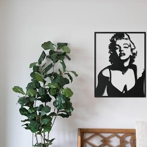Marilyn Monroe metalen muurkunst – iconisch popcultuursilhouet|Modern zwart staal woondecoratie-retro glamour muurhanger voor woonkamer, slaapkamer