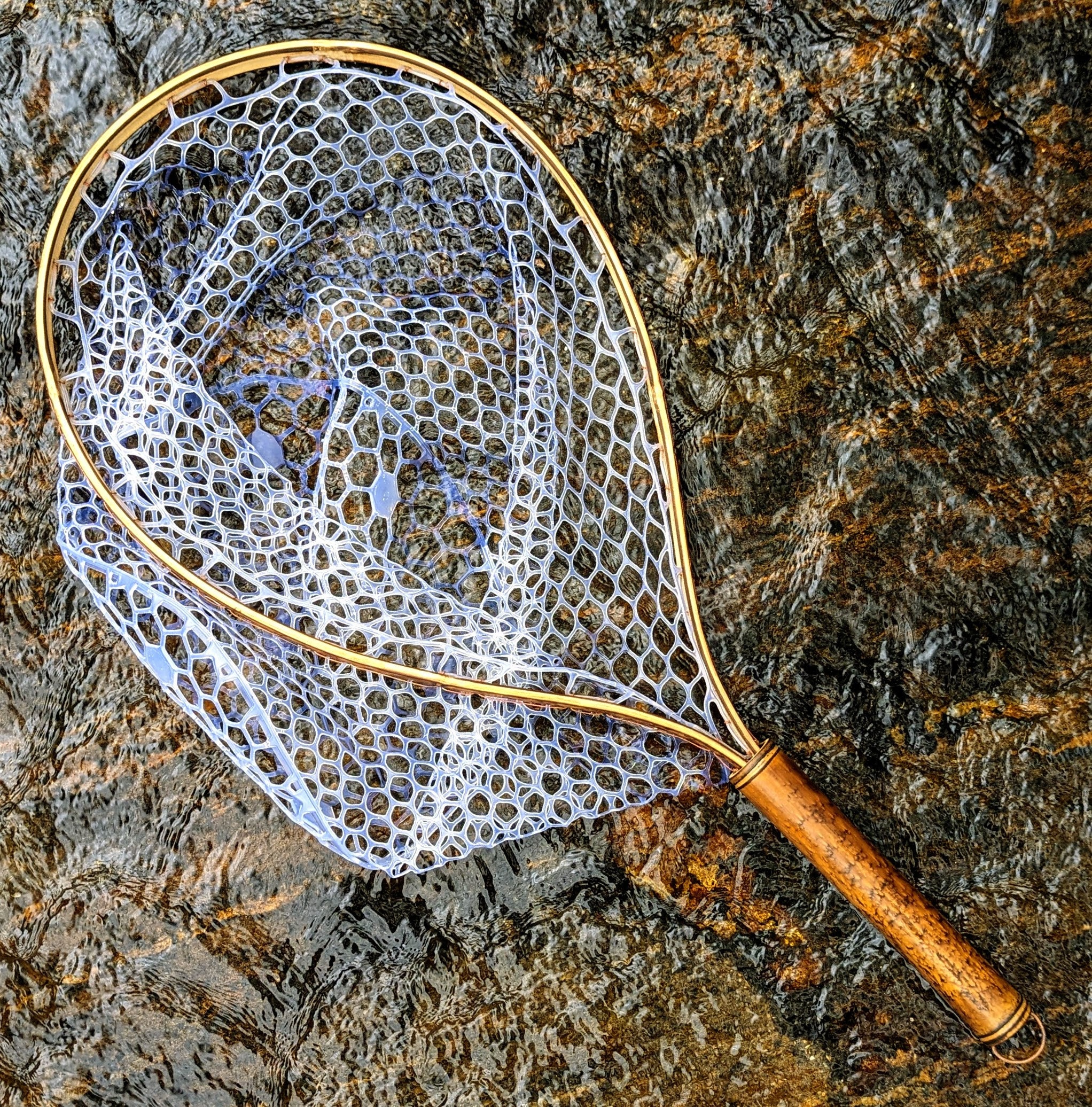 Large Copper & Bamboo Fishing Net 