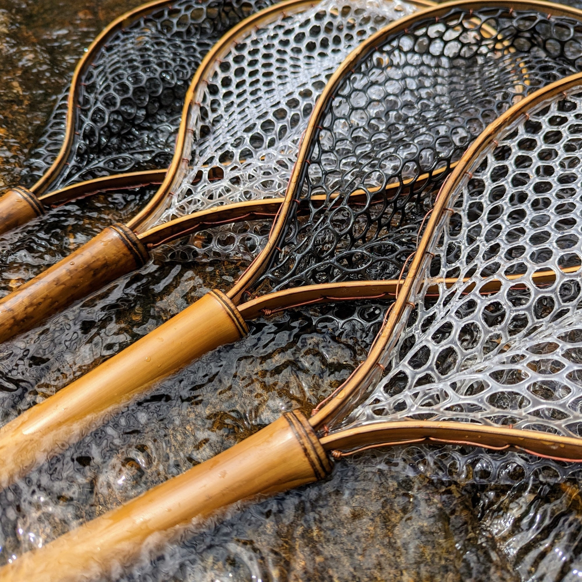 Pocket Water Fly Fishing Net Tether Combo Package, Small Landing Net Hand  Crafted in the USA With Home Grown Bamboo & Copper From Georgia 