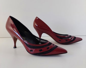 Vintage rot-schwarze High Heel Stilettos, EU 40 1/2