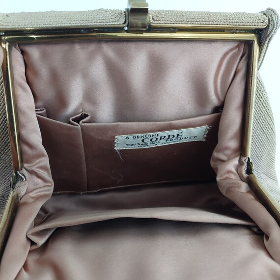 1940s light brown vintage corde handbag, Genuine … - image 3