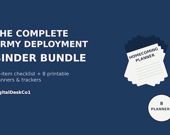 Army Deployment Binder Bundle PDF | Army Deployment Checklist & Planner | 70-Item Pre-Deployment Organizer for Army Families | Printable