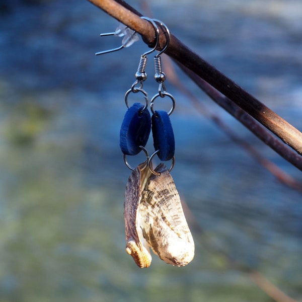 Boucles d'oreilles / Coquillages / Porcelaine / Fait main / Bijoux / Ormeaux / Céramique / Artisanal / Unique / Cadeau