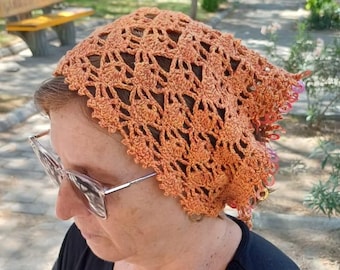 Crochet Bandana Pattern PDF + Video Tutorial | Boho Head Scarf | Lace Hair Kerchief | Easy Beginner Crochet
