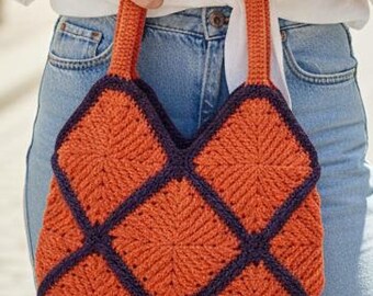 Crochet Mosaic Tote PDF Pattern – Geometric Two Color Bag with Video
