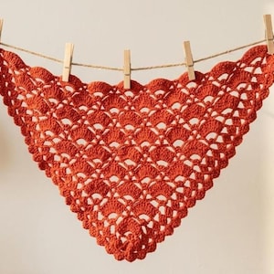 Crochet Fan Stitch Bandana Shawl Pattern | Boho Head Scarf (PDF + Video Tutorial)
