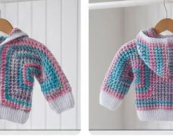 Häkelanleitung für eine Baby-Strickjacke im Waffelmuster (PDF), Kapuzenpullover für Babys, Häkeljacke für Neugeborene, Baby-Hoodie-Anleitung, Video-Tutorial