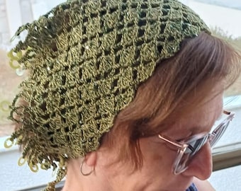 Crochet Bandana Pattern PDF + Video Tutorial | Boho Head Scarf | Lace Hair Kerchief | Easy Beginner Crochet