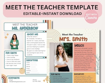 Meet the Teacher Classroom Printable Template Teacher Introduction Boho Classroom Print Canva INSTANT DOWNLOAD Canva Editable Template