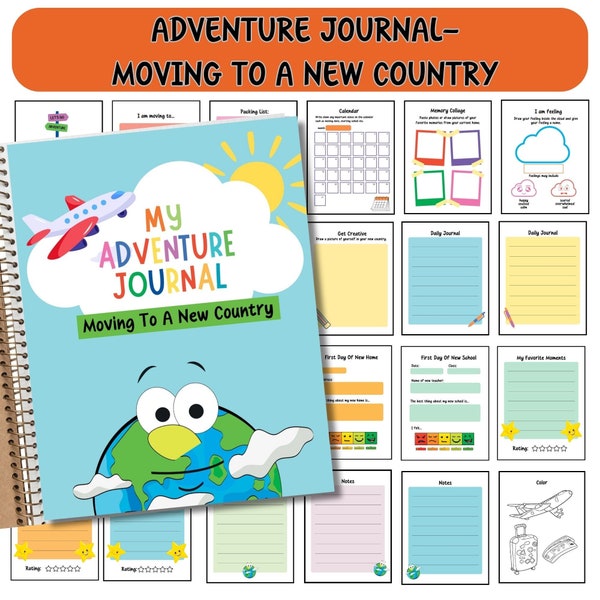 Moving Abroad Journal for kids Moving to a new country Adventure Journal Coping Journal for Moving Anxiety Journal Kids Coping Skills