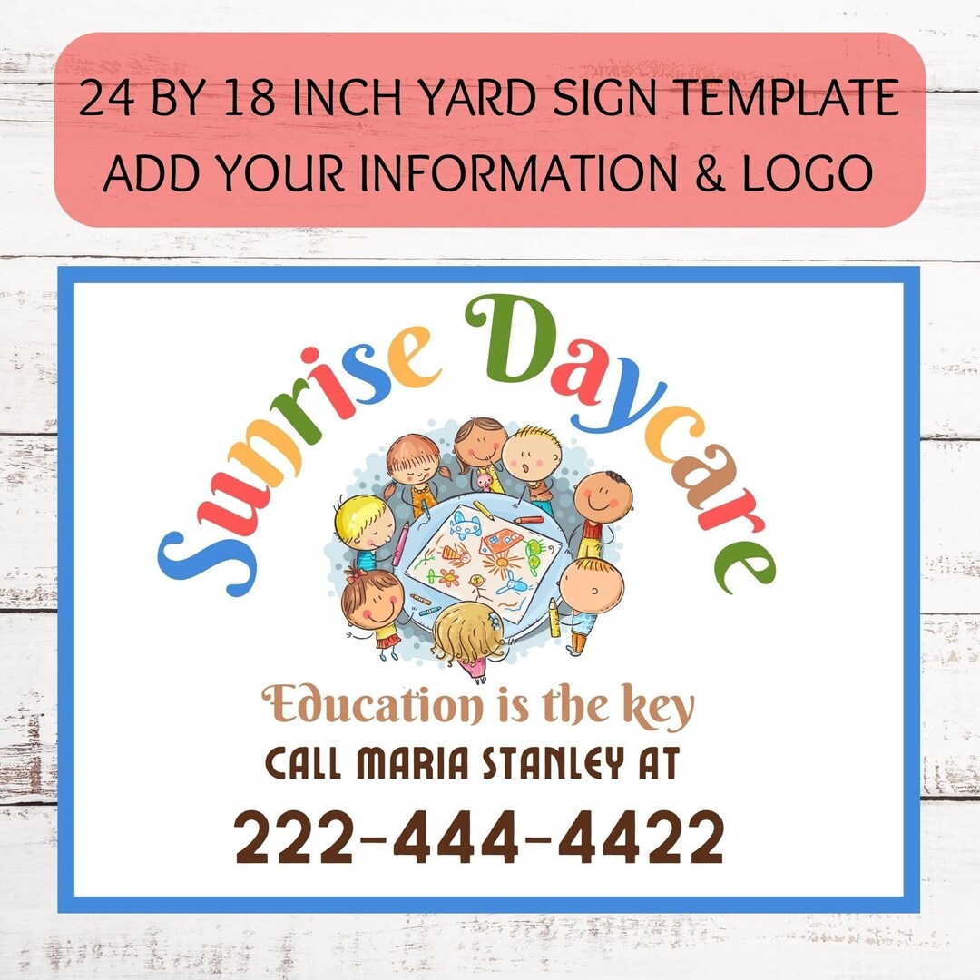 Childcare Banner Daycare Yard Sign Template Add Your Logo and