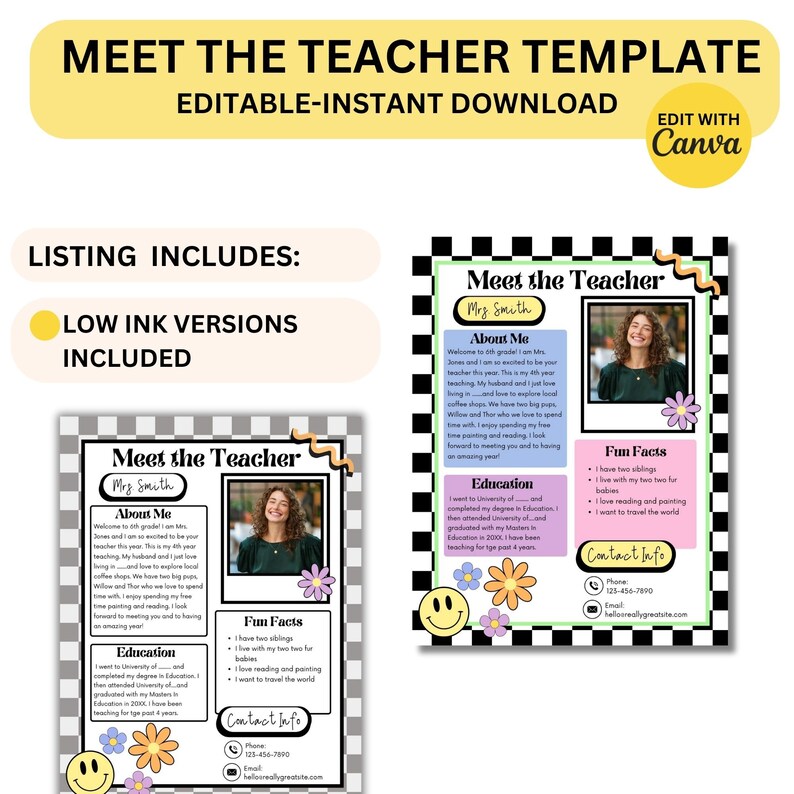 Meet the Teacher Classroom Printable Template Teacher Introduction ...