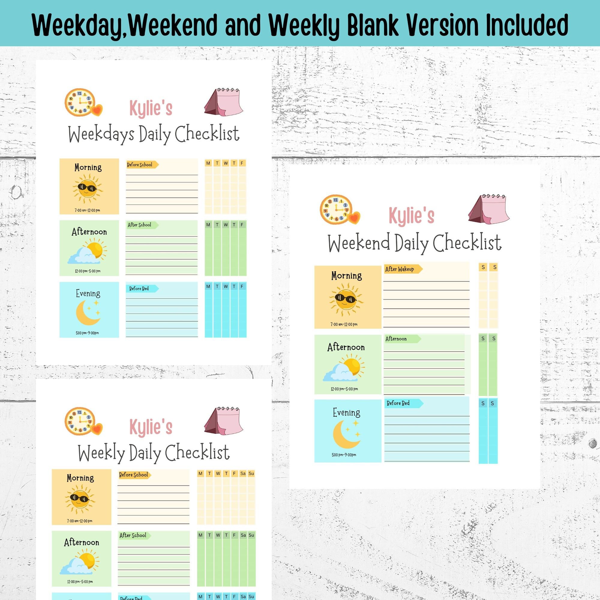 Editable Chore Chart for Multiple Kids Daily Checklist Template for ...