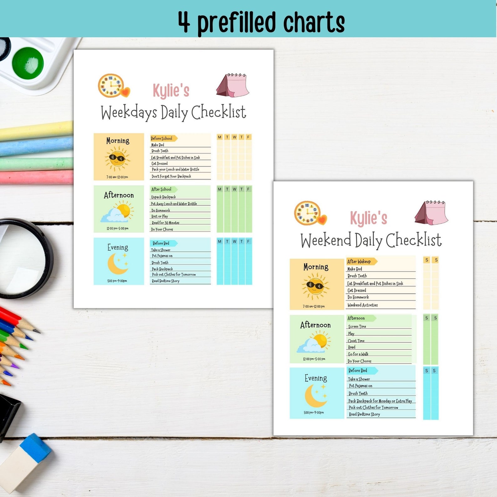 Editable Chore Chart for Multiple Kids Daily Checklist Template for ...