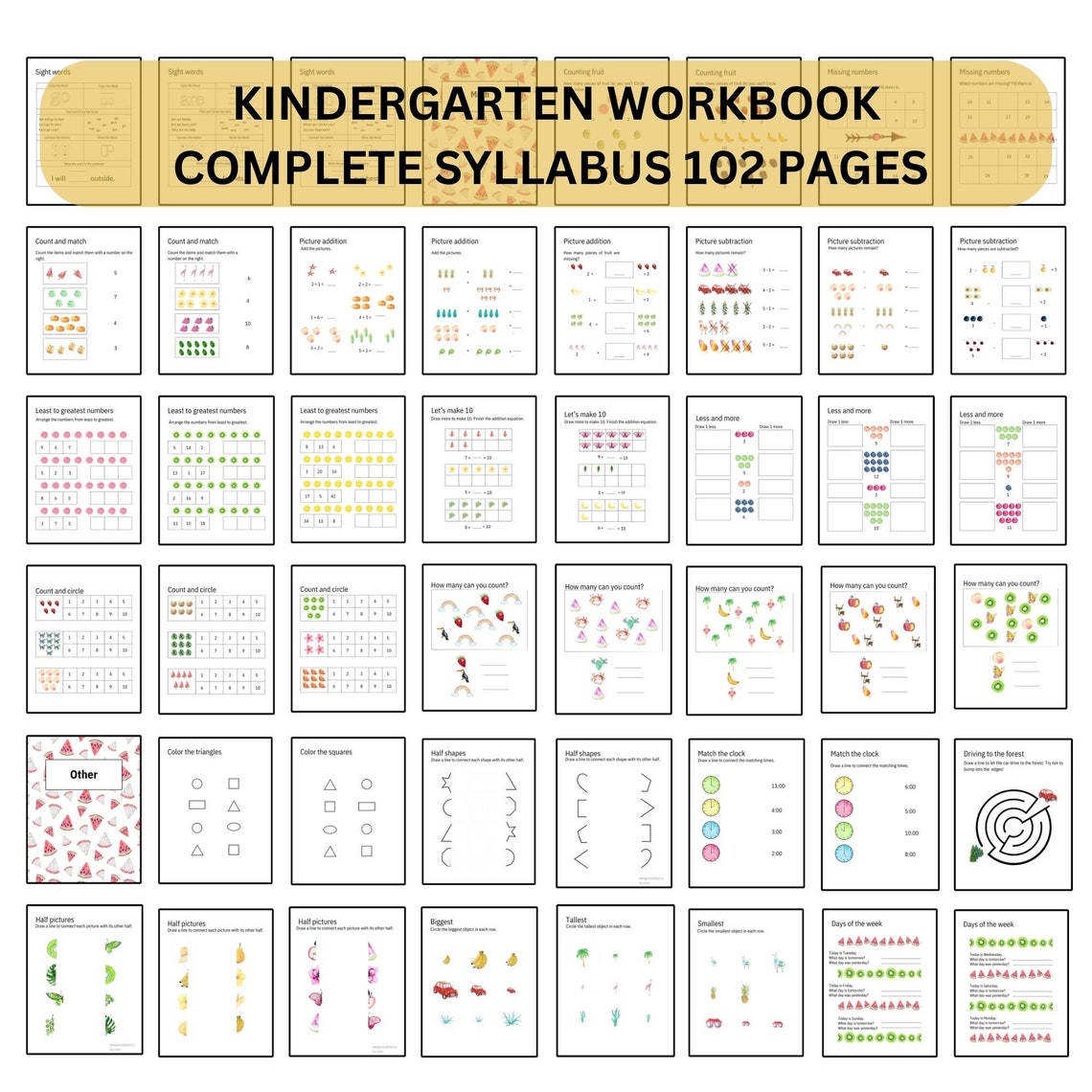 Preschool Pre-k Kindergarten Learning Bundle Printable - Etsy