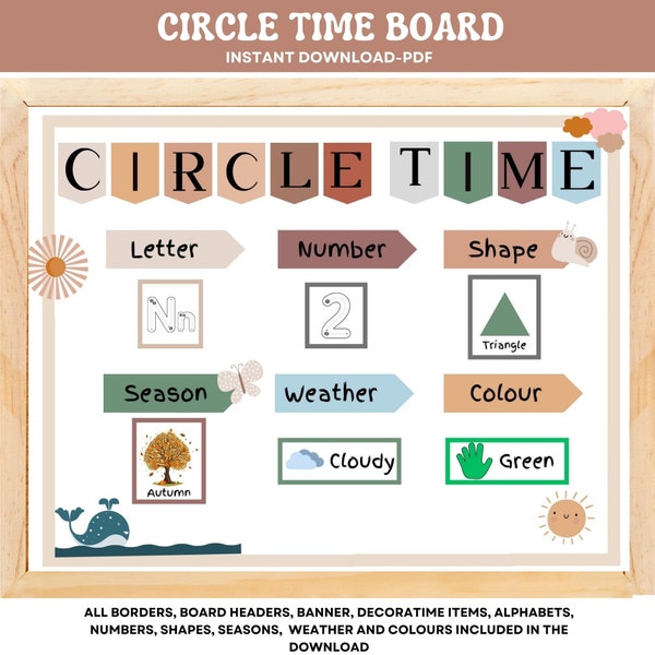 Circle Time Board Daycare Learning Preschool Homeschool Focus Board Circle Time Activities  Early Learning | ABC's 123's Shapes