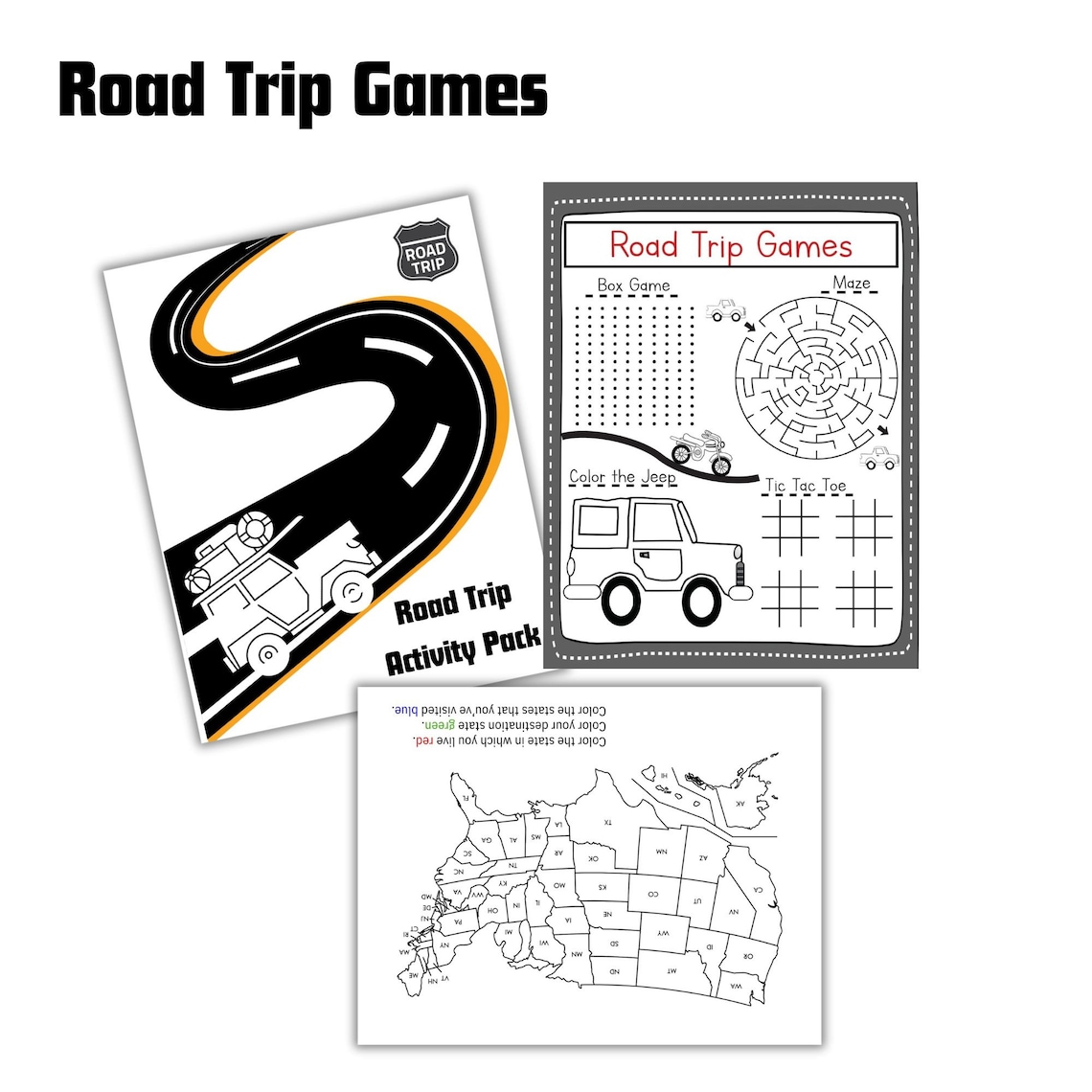 Kids Road Trip Games Printable Family Vacation Bingo Car Games I Spy
