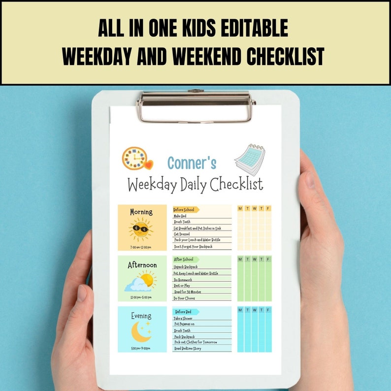 Editable Chore Chart for Multiple Kids Daily Checklist Template for ...