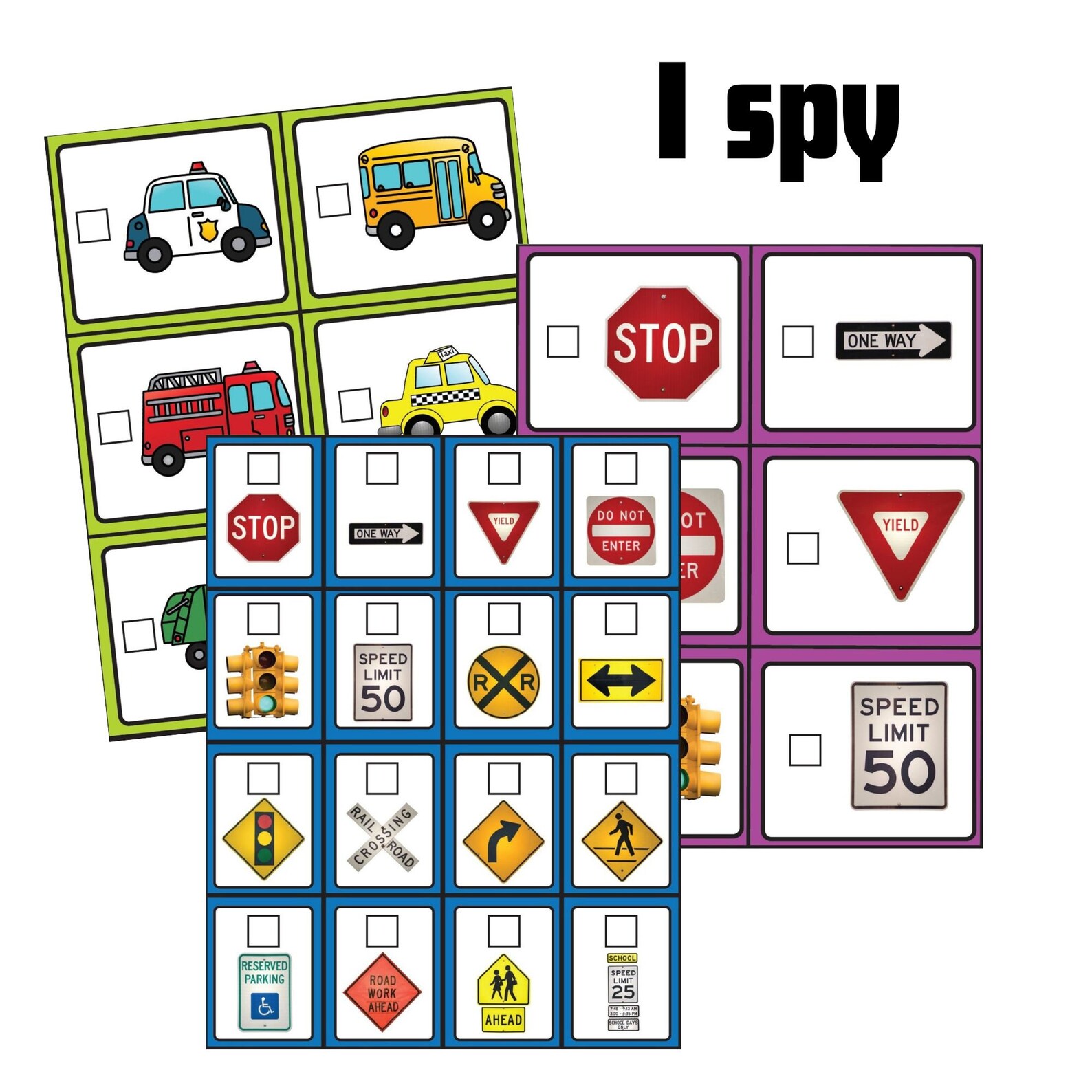 Kids Road Trip Games Printable Family Vacation Bingo Car Games I Spy Travel Printables Kids ...